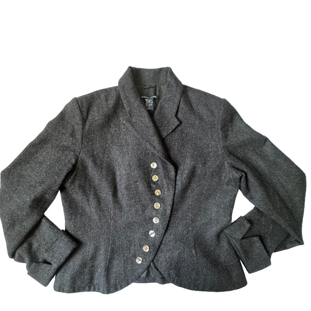 Boston Proper Gray Button Front Jacket Size 14 - image 1